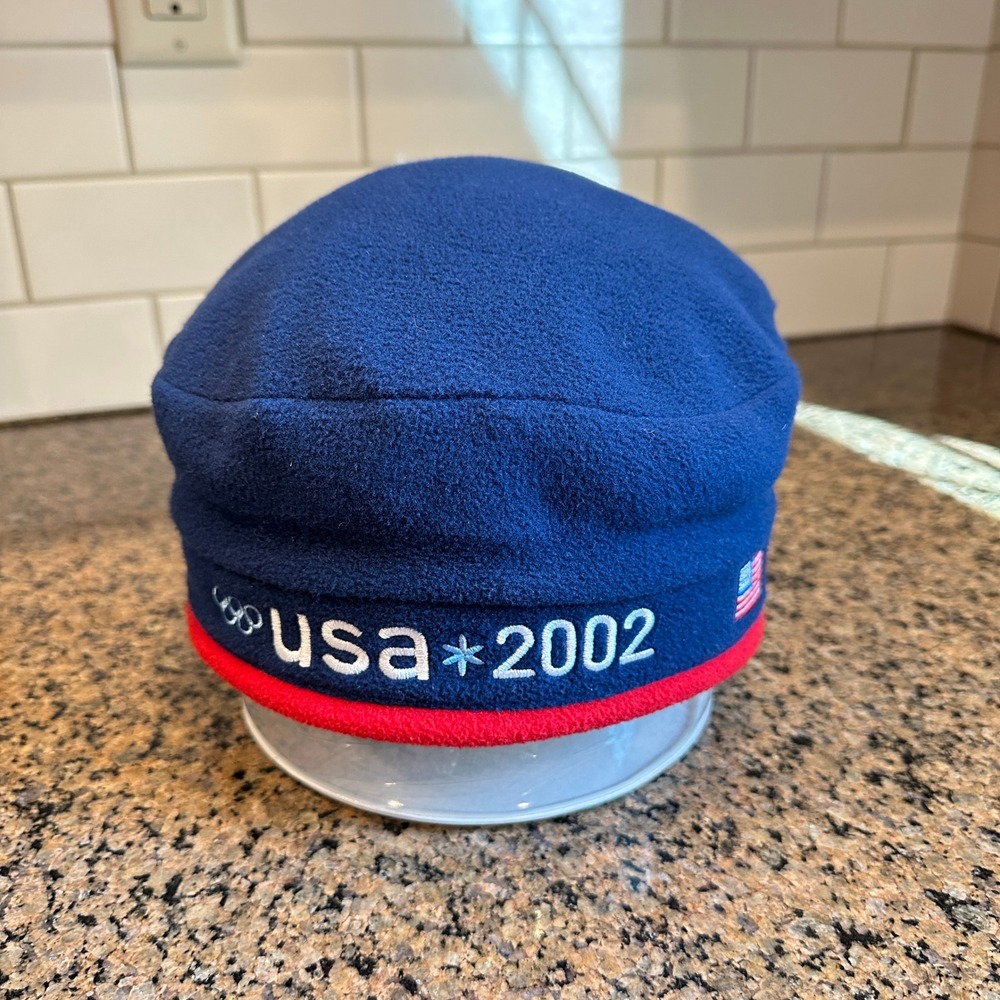 USA Roots 2002 Olympic Team Beret Hat Unisex OS Blue Red Polyester